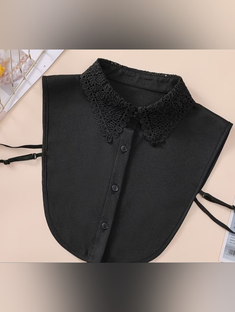 Women's Black Lace Detachable Collar Dickey - Elegant Layering Top